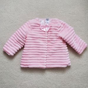 Little Me Girls' Pink Plush Lined Bow Coat Jacket sz18m
